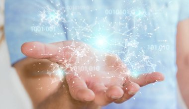 İşadamı dijital ikili kod bağlantısı'nı kullanarak ağ 3d parçalamak