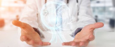 Dijital yapay zeka arabirimi 3d render kullanarak doktor