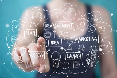 Onun han ile el yazması proje sunum kullanarak iş kadını