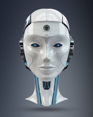 Cyborg baş yapay zeka 3d render