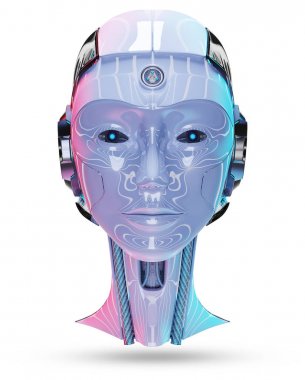 Cyborg baş yapay zeka 3d render