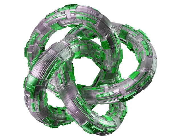 Futuristic torus technology textured object 3D rendering — Stock Photo, Image