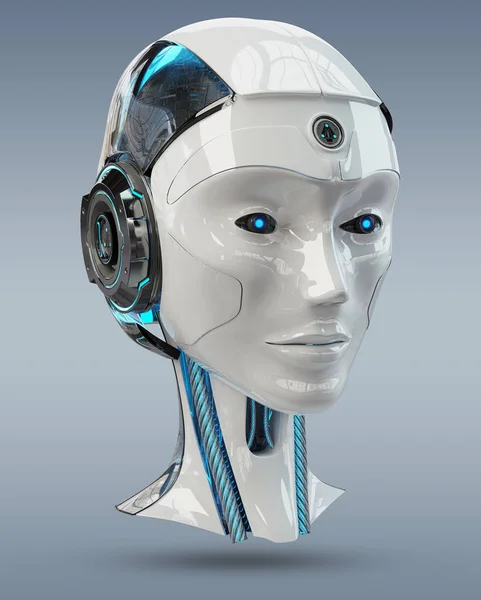 Cyborg head intelligenza artificiale rendering 3D — Foto Stock