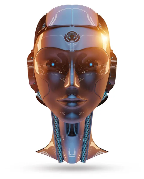 Tête de cyborg intelligence artificielle rendu 3D — Photo