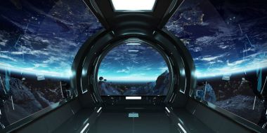 Uzay gemisi iç dünya üzerindeki manzaralı t 3d işleme öğeleri