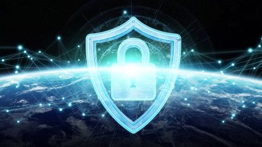 Siber Güvenlik Planet Earth 3d render
