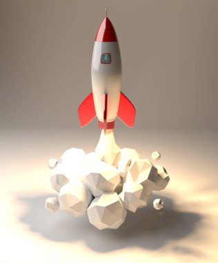Modern dijital roket 3D render başlatılması