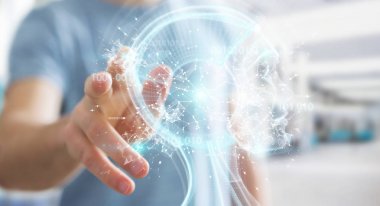 Dijital yapay zeka arabirimi 3d r kullanarak iş adamı