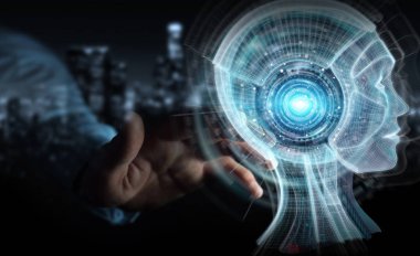 Dijital yapay zeka arabirimi 3d r kullanarak iş adamı