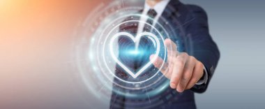 Online 3d parçalamak aşk bulmak için tanışma uygulama kullanarak iş adamı