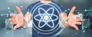 Modern molekül yapısı 3B oluşturmayı kullanarak iş adamı