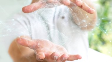 ABD dünya harita arabirimi 3d işlemesini kullanan iş adamı