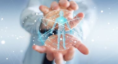 Dijital röntgen insan vücudu tarama arabirimi 3d ren kullanarak iş adamı