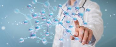 Dijital molekül arabirimi 3d rendering kullanarak doktor