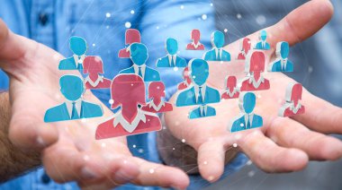 İş adamı işe aday bir iş 3d render için