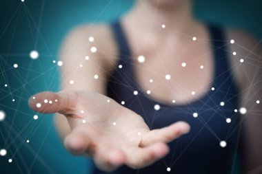 Holding ve uçan ağ bağlantısı dokunmadan işkadını 3d 