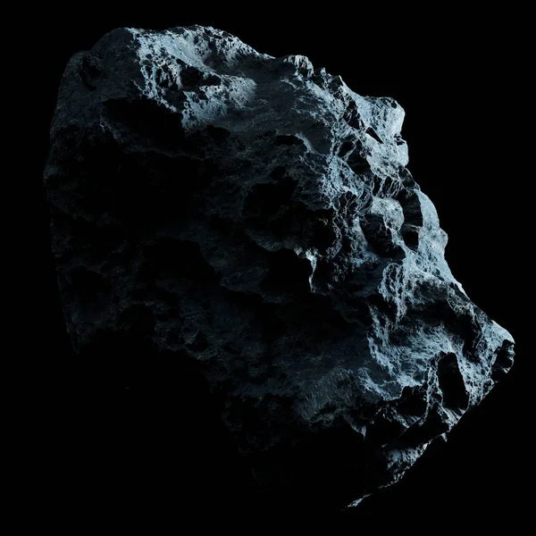 Asteroide de roca oscura aislado 3D renderizado — Foto de Stock