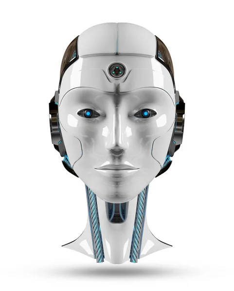 Cyborg hoofd kunstmatige intelligentie 3D-rendering — Stockfoto