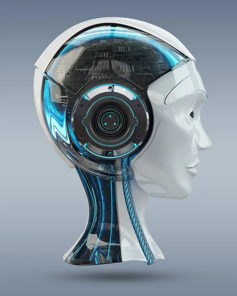 Cyborg κεφάλι τεχνητή νοημοσύνη 3d rendering — Φωτογραφία Αρχείου