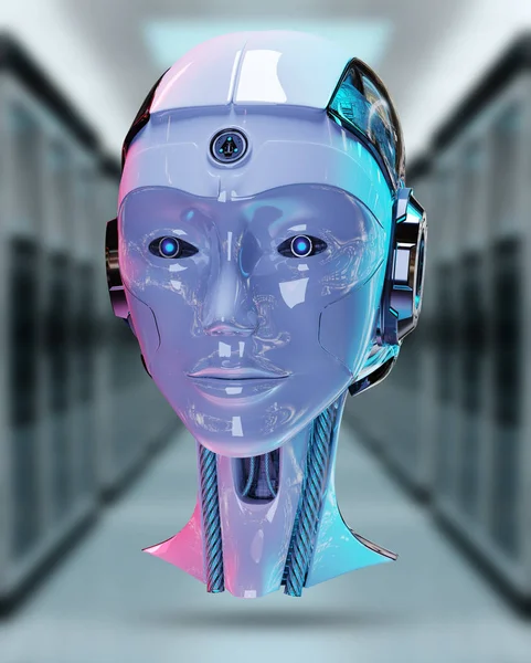 Cyborg head artificial intelligence 3D rendering