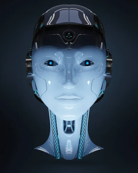 Tête de cyborg intelligence artificielle rendu 3D — Photo