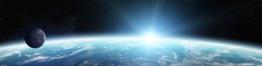 Alan 3d işleme öğeleri sistemde uzak bir gezegende Panoraması
