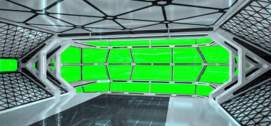 Uzay gemisi parlak iç 3d render ile