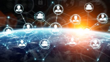 Planet Earth 3d render dijital sosyal ağ