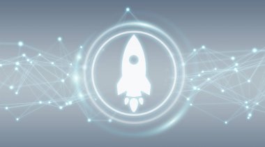 Başlangıç roket dijital arabirimi 3d render