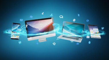 Teknik cihazlar ve simgeler uygulamaları 3d işleme bağlı