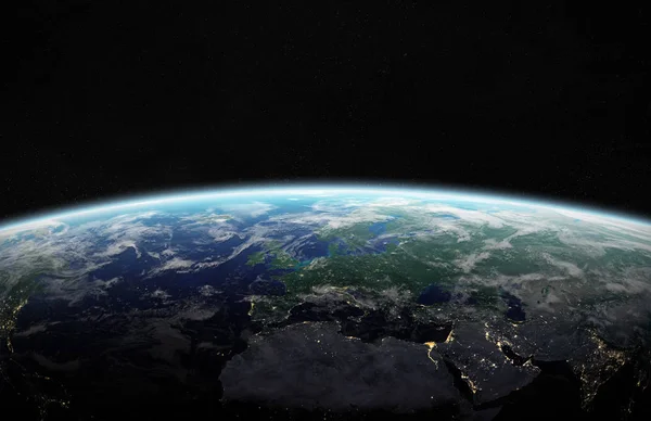 View of blue planet Earth in space 3D rendering elements of this — Stock Photo, Image