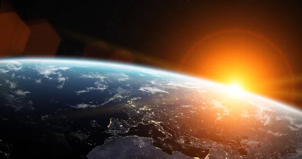 Ansicht des blauen Planeten Erde im Weltraum 3D-Rendering-Elemente dieser — Stockfoto