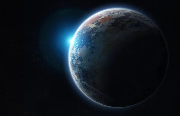 Uzak bir gezegende sistemi ile exoplanets 3d render elem alanda — Stok fotoğraf