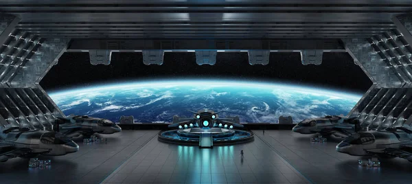 Landing strip spaceship interior 3D rendering elements of this i — Stock Photo, Image