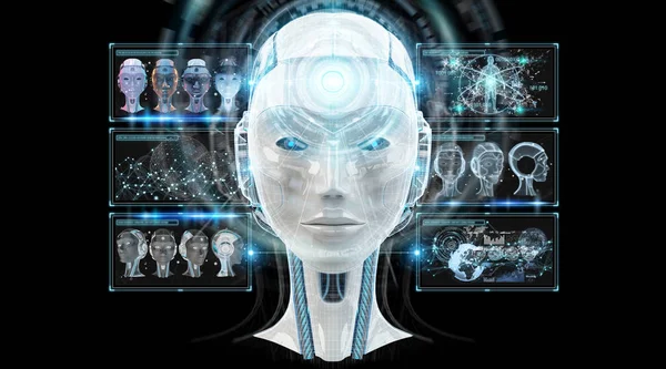Digital artificial intelligence cyborg interface 3D rendering — Stock Photo, Image