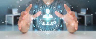 İş liderlik grafik 3B oluşturmayı kullanarak iş adamı