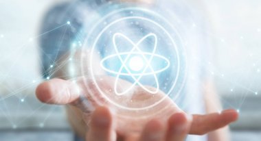 Modern molekül yapısı 3B oluşturmayı kullanarak iş adamı