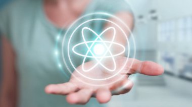 Modern molekül yapısı 3B oluşturmayı kullanarak iş kadını