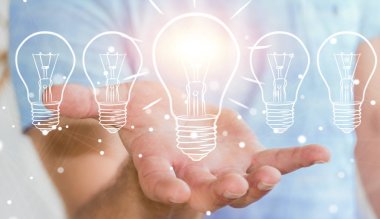 Bir kroki ampul tutan işadamı