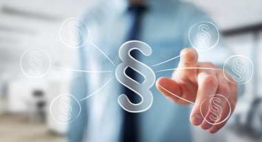 Hukuk koruma sağ sembol dokunmadan işadamı