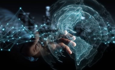 ABD dünya harita arabirimi 3d işlemesini kullanan iş adamı