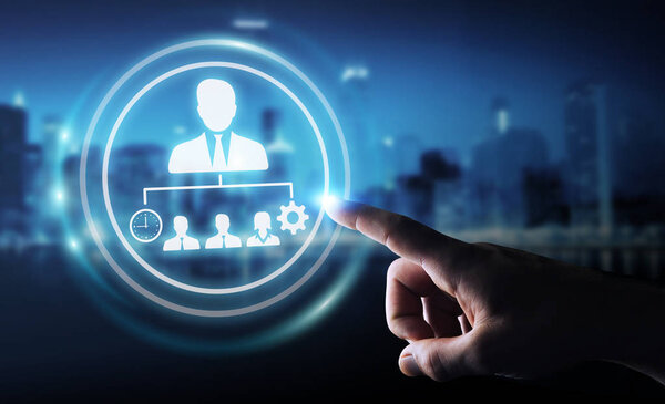 Businessman using business leadership chart 3D rendering