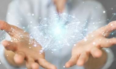 Dijital röntgen insan beyni arabirimi 3d rende kullanarak iş kadını