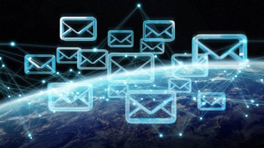 E-posta alışverişi Planet Earth 3d render