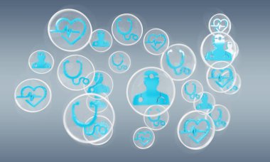 Modern tıbbi arayüz simgeleri 3d render ile