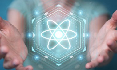 Modern molekül yapısı 3B oluşturmayı kullanarak iş kadını