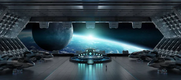 Landing strip spaceship interior 3D rendering elements of this i — Stock Photo, Image