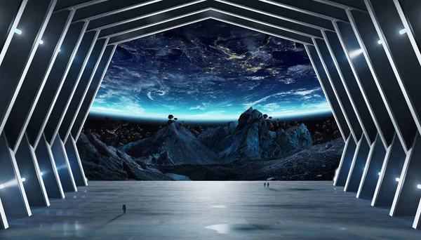 Τεράστια αίθουσα διαστημόπλοιο εσωτερικών 3d rendering στοιχεία αυτής της εικόνας — Φωτογραφία Αρχείου