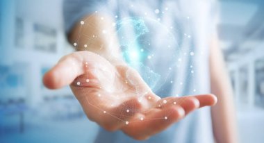 ABD dünya harita arabirimi 3d işlemesini kullanan iş adamı