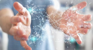 İşadamı dijital ikili kod bağlantısı'nı kullanarak ağ 3d parçalamak